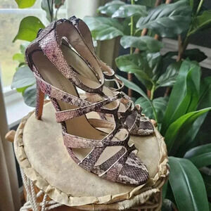 Gloria Ortiz Snakeskin Gladiator Heels